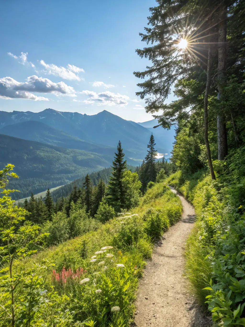 A serene image of hikers walking through a peaceful forest trail, emphasizing the tranquility and accessibility of RANDO' ZALBRES's nature walks.