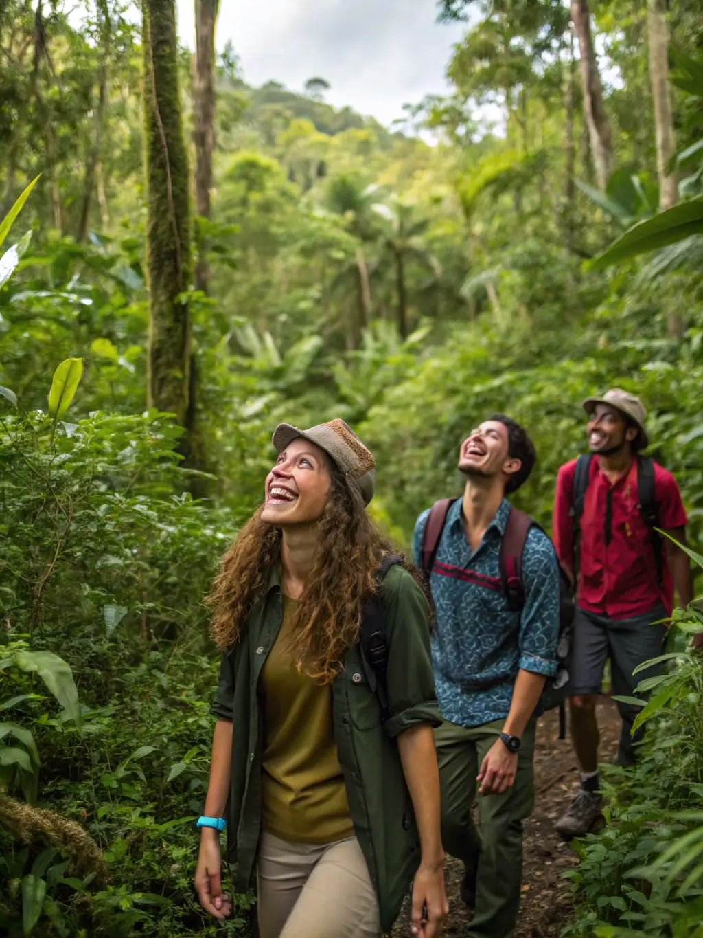 A vibrant photo of a group of hikers traversing a rocky mountain path, showcasing the challenge and camaraderie of a RANDO' ZALBRES advanced hike.